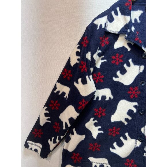 Cabin Creek Womens Fleece Jacket Size XL Blue Polar Bear Holiday Button Up Cozy - Picture 5 of 12